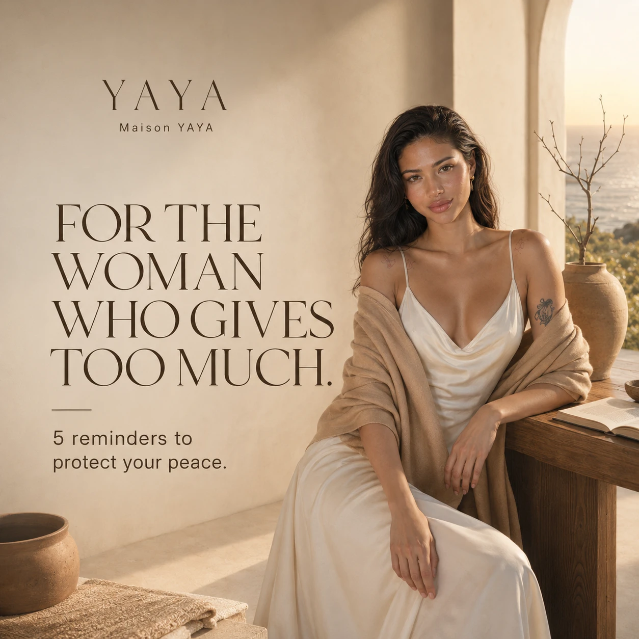 Maison YAYA campaign — sculpted tailoring, studio portrait